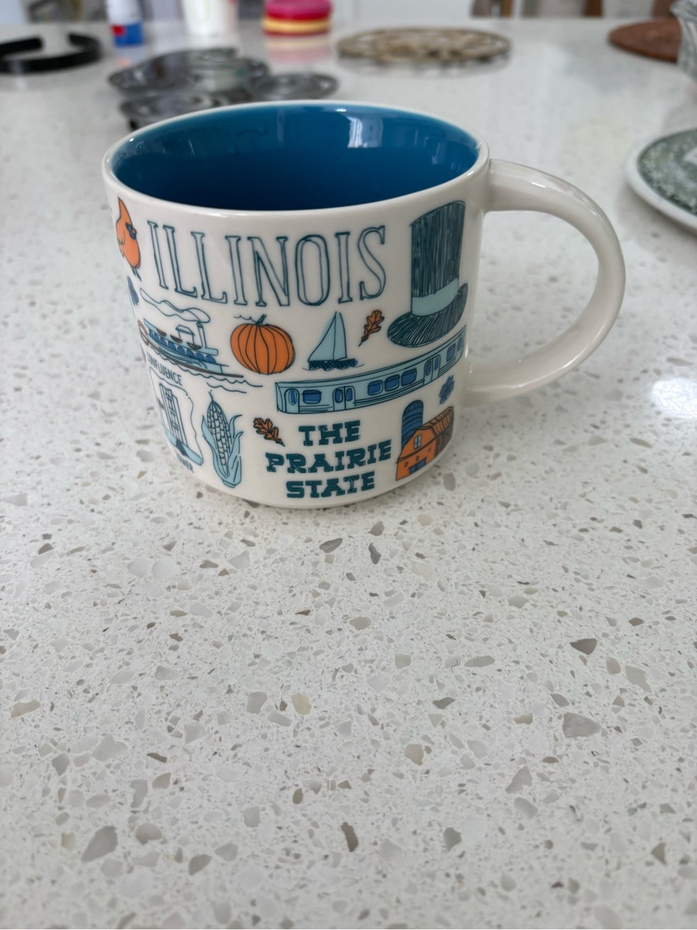 Starbucks Illinois Souvenir Mug in Teal and Orange
